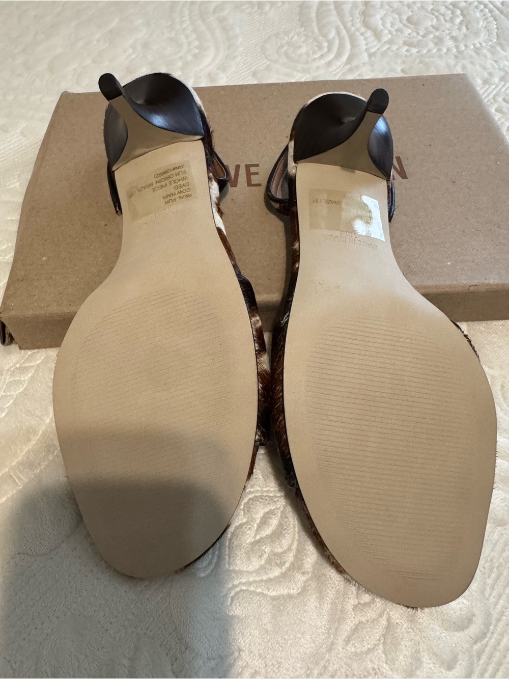 Steve Madden Henrietta-H Cow Print Slingback Kitten Heels with Gold Buckle - Picture 4 of 6